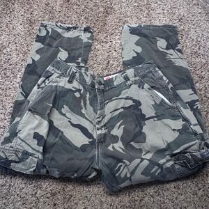 Wrangler Relaxed Fit Camo Cargo Pants Mens 38x30 Fleece Lined